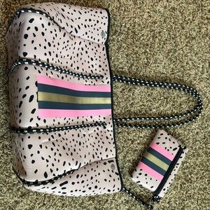 Neoprene Stylish Pink and Black Women's Tote Bag